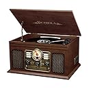 Victrola Nostalgic Aviator Wood 7-in-1 Bluetooth Turntable Entertainment Center, Mahogany (Renewed