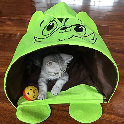 PetLike 15.7x11x9.8 inches Interactive Crinkle Kitty Sack Cat Sleeping House/Bed, Portable Pet Cat Tent Perfect for Indoor and Outdoor, Cat Tunnel Play Toy, 4 Colors Available. (Orange)