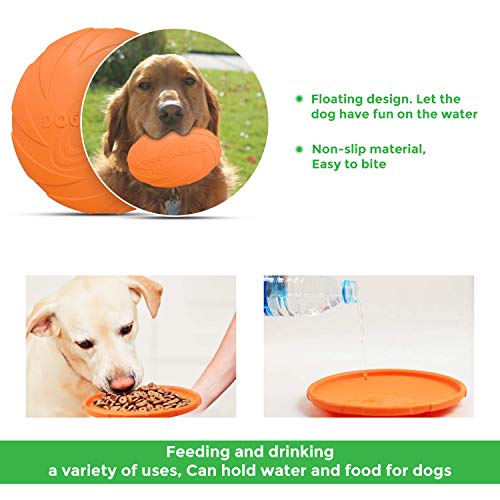eS Dog Frisbee Training Flying Toy - Durable Dog Rubber Toys - Interactive Flying Disc for Outdoor Training - Soft Floating Dog Frisbees Toy Suitable for Small, Medium Dogs 2 Pcs