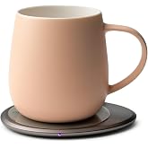 Ui 3 Self-Heating Mug Set &ndash; Rosy Apricot | 12 fl oz / 355 mL Ceramic Coffee &amp; Tea Mug Set with Heating Pad