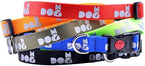 Enthun Dog Collar for Small Medium Large Dogs, Adjustable Pet Collar with Reflective Pattern, Safety Lock Buckle, Light and Soft XS Size fits Well on Cat Collar.
