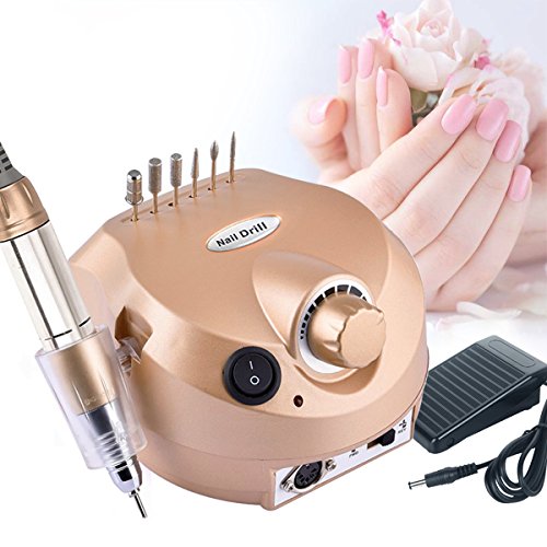 30000RPM Nail Drill, Electric Professional Manicure Nail Drill Machine for Acrylic Gel Nails, Manicure Pedicure, Nail File Polisher Kit with Foot Pedal and Drill Bit