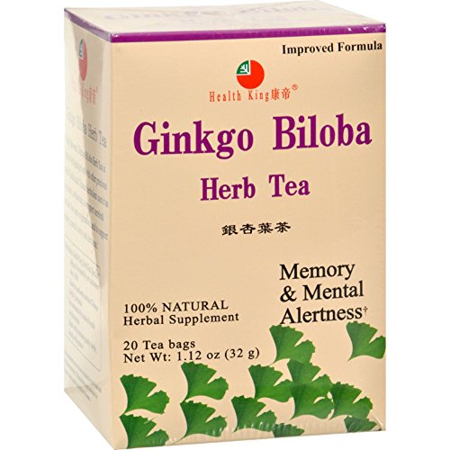 Health King Ginkgo Biloba Herb Tea - Memory and Mental Alertness - Natural - 20 Tea Bags (Pack of 2)