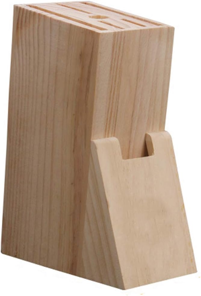 Wooden Strong Durable Knife Set, 5 Piece Multifunctional Kitchen Knife Block Set with Sharpening Rod Socket, Safe Space Saver Knife Storage for Home