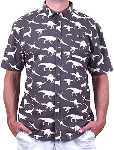 Men's Poplin Dinosaur Print Shirt from Super Massive
