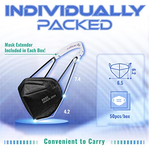 Medtecs KN95 Face Masks Disposable Individually Wrapped, 5 Ply