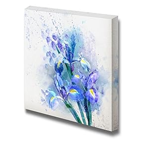 Canvas Prints Wall Art - Watercolor Floral Background, Beautiful Irises - 12" x 12"