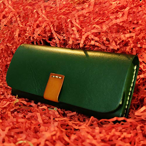 Handmade Genuine Leather Eyeglass Case Holder for Sunglasses & Reading Glasses - Unisex  (Green) - Thumbnail 3