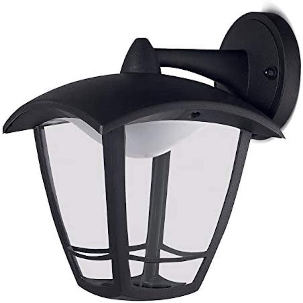 Luceco LEXCL4T6B4-01 LED Top Arm Four Panel Coach Lantern, IP44 Rated, 8 W, Black