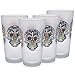 Culver Sugar Skulls Decorated Frosted Pint/Pub Beer Glasses, 16-Ounce, Set of 4