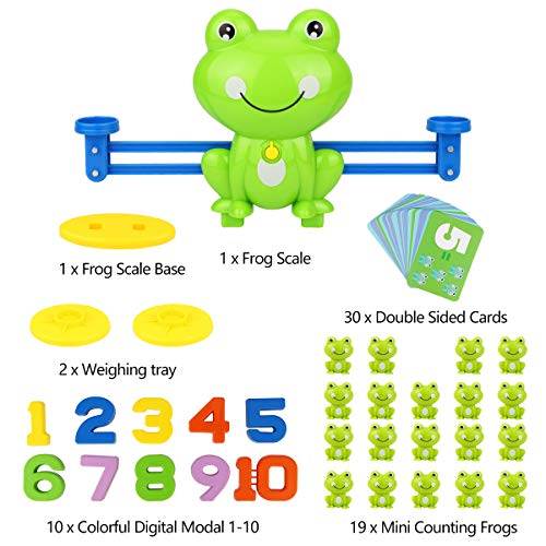 Aitbay Cool Math Game, Valentines for Preschoolers Frog Balance Counting Toys for Boys & Girls Educational Number Toy Fun Children's Gift STEM Learning Age 3+ (63 PCS)