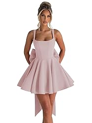 ouhati Short Satin Spaghetti Straps Homecoming