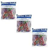 BAZIC Assorted Dimensions 227g/0.5 lbs. Rubber Bands, Multi Color (465-48P) (3-Pack)