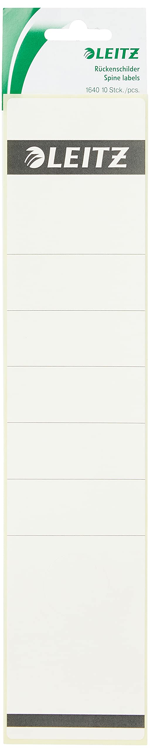 Leitz Self Adhesive Replacement Spine Labels for Standard 80 mm Lever Arch Files, Wide and Long, 61 x 285 mm, Paper, 16400001 - White, Pack of 10