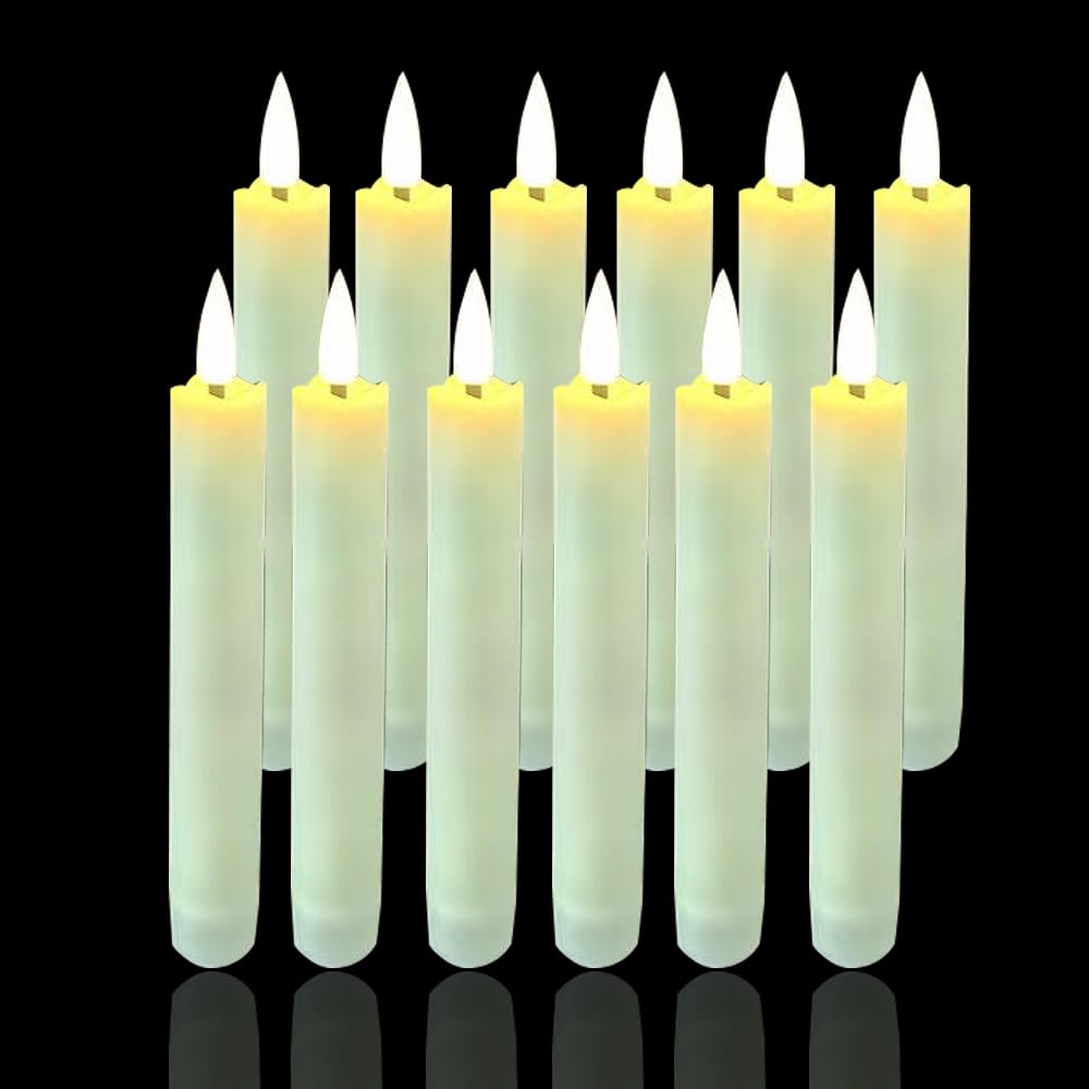 Photo 1 of 12 Packs Flameless Taper Candles Battery Operated Fake 6.3 Inch Long Candle Light LED Flameless Candlesticks Flickering Tapered for Wedding, Halloween, Christmas No Remote