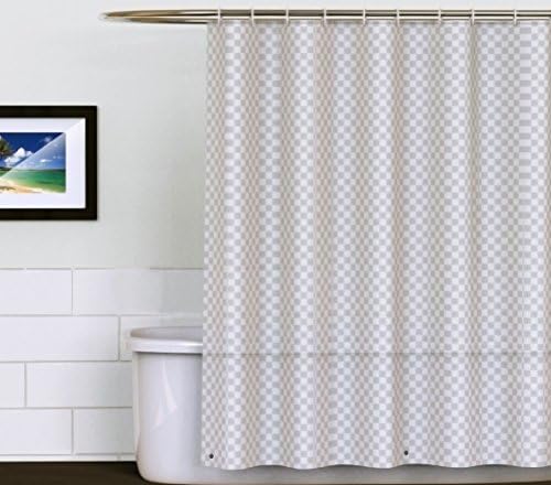 Cryseam Mildew Resistant Fabric Shower Curtain Waterproof/Water-Repellent &amp; Antibacterial (72‘’X72‘’, Gray plaid)