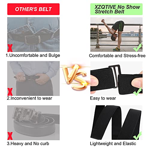 6 Pieces Invisible No Show women Belt Stretch Elastic Adjustable with Flat Buckle for Jeans Pants Dresses