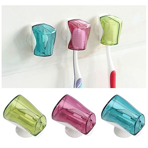 ISKYBOB Set of 6 Wall Mount Toothbrush Holder, Travel Antibacterial Toothbrush Cover with Suction Cup