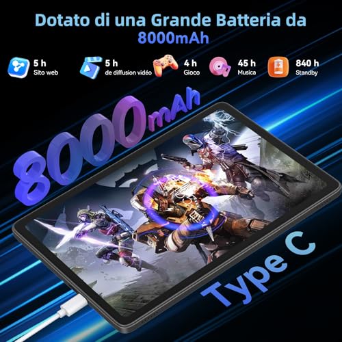 TABWEE T90 11 Inch Android 16 Tablet with Keyboard and Pen, Gemini AI, 24GB RAM + 128GB ROM (TF 2TB), FHD Display, 8000mAh Battery, Widevine L1, Dual WiFi 5G, GPS, Face ID - Grey