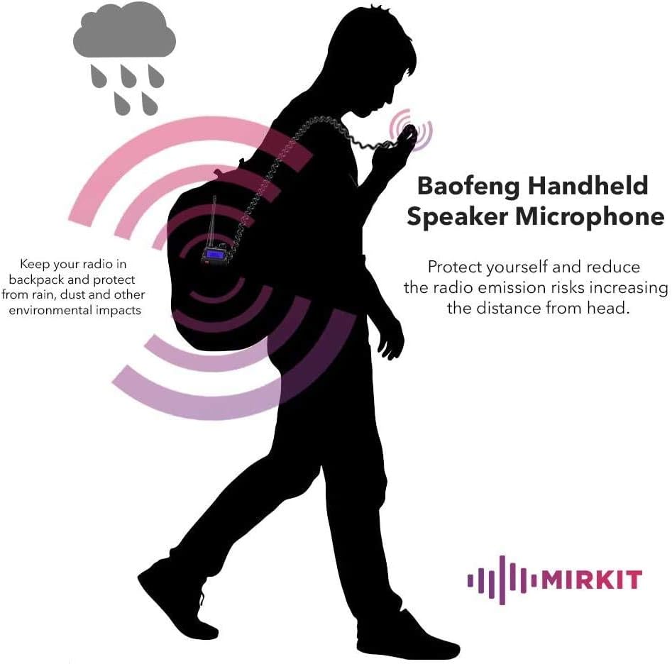 Baofeng Handheld Speaker Microphone for FRS 2 Way Radio, Remote Shoulder Mic, Compatible with Long Range Walkie Talkie, Reinforced Cable, Noise Reduction, Spring Clip, Mirkit Edition USA Warranty: GPS & Navigation