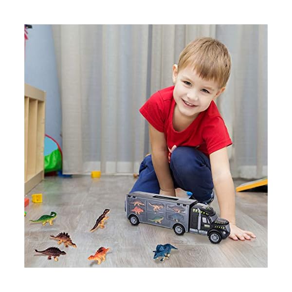 ASTOTSELL Dinosaurs Transport Car Carrier Truck Toy with 6 Pieces Mini Dinosaur Kids Educational Toys - for Kids ages 3…