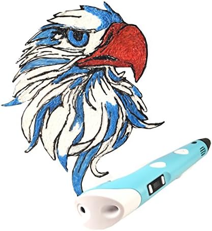 Bundle LITTLE MINDZ 3D Printing Pen With LCD screen For 3D Printing and 20 Color Filament (10 ABS &amp; 10 PLA)Kit (Blue)