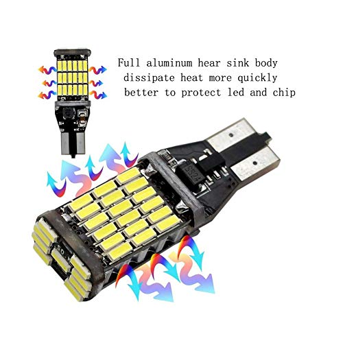 4pcs 912 921 T15 W16W LED Reverse Backup Trunk Cargo Light Bulbs Super Bright 4014 45 SMD 4014 Chipsets CANBUS Backup Light 6500K 4.5W Xenon White