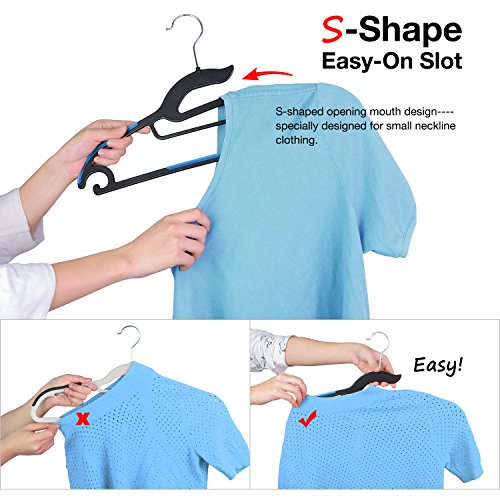 IEOKE Plastic Hangers, Clothes Hangers Light-Weight Non Slip Coat Hangers Ultra Thin Space Saving with Heavy Duty- 50 Pack (Original)