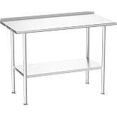 Atelicf NSF Stainless Steel Prep Table 24X48 inch with Backsplash | Commercial-grade table for restaurants, kitchens, food trucks, breweries, bars, garages, and outdoor BBQ