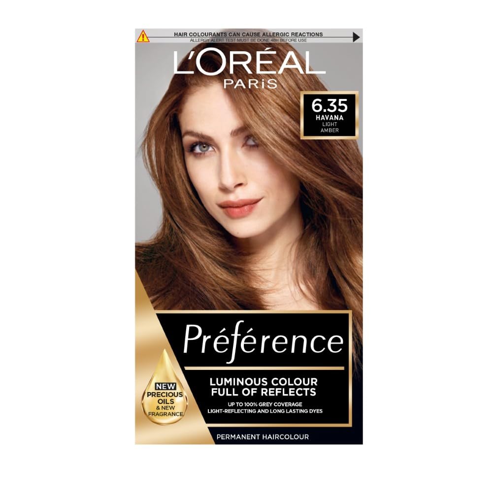 L'Oreal Paris Preference Hair Dye, Long Lasting, Luminous Permanent Hair Colour, 6.35, Havana