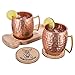 Mule of Moscow Copper Mug Gift Set Includes 2 Coasters and 2x 18oz Mugs, Wood Tray and Wooden Box Kit. Great Gifts for Men and Women