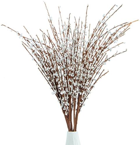 XGpie 10pcs Artificial Jasmine Flowers Rattan Stem Bouquets Vases DIY Decoration for Home room Garden Wedding Party (White)