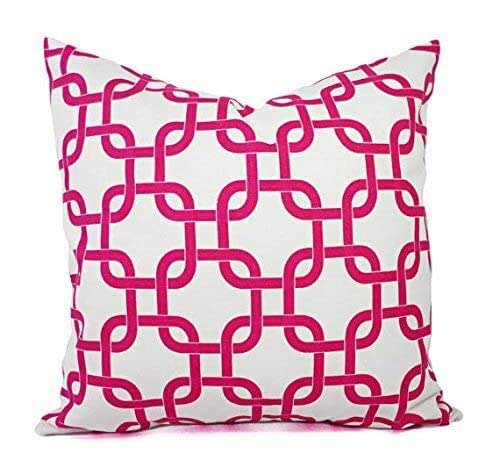 Amazon Com Bright Pink And White Throw Pillow Cover In Custom