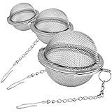Lyxa SR 3 Pack Piece Set Stainless Steel Mesh Tea Ball Tea Infuser Strainers Tea Strainer Filters Tea Interval Diffuser for Tea (3 Pack Different Sizes)