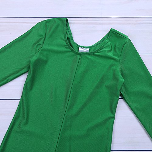 TiaoBug Girls Full Body Unitard Spandex Zentai Costume One-Piece Gymnastics Leotard Catsuit Dancewear Jumpsuit Green 8-10