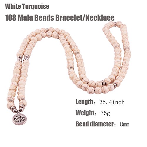 GVUSMIL 108 Mala Beads Wrap Bracelet for Yoga Bracelets Mala Beads Bracelet White