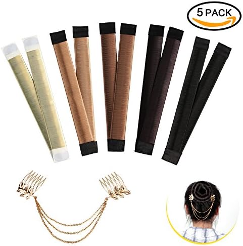 Hapurs 5 Pack Hair Styling Disk,Donut Bun Maker + 1 Piece Elegant Tassel Leaf Clip, Hair Bun Maker,Kid Ballerina Bun Maker, DIY Hair Styling Tool for Woman Girls,