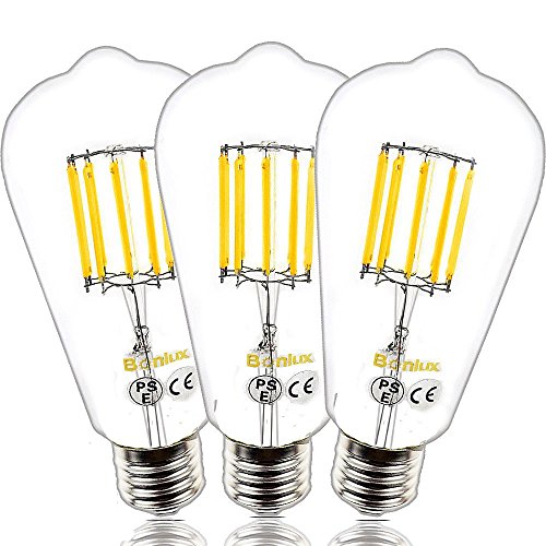 Bonlux 10W ST21 ST64 LED Vintage Edison Filament Light Bulb Neutral White 4000K Medium Screw E26 Base Clear Squirrel Cage Style Decorative Bulb 100W Incandescent Equivalent (3-Pack)