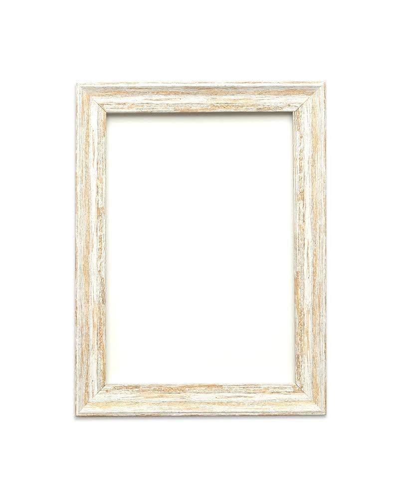 Industrial Vintage looking Shabby Chic/Camouflage Picture/Photo/Poster frame - With an MDF backing board - Ready to hang or stand - With a High Clarity Styrene Shatterproof Perspex Sheet - Moulding measures 32mm wide and 18mm deep - Spoon White Distressed A4 Size - IL-spnwht-A4 — image 1