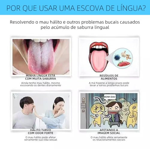 Raspador de Lingua, GODREAM Limpador de Lingua Inox com Estojo, Kit 5 Higiene Bucal, Limpeza Bucal Profunda, Elimina Mau Hálito, Remove Saburra, Lavável e Reutilizável, Essencial para Casa e Viagens