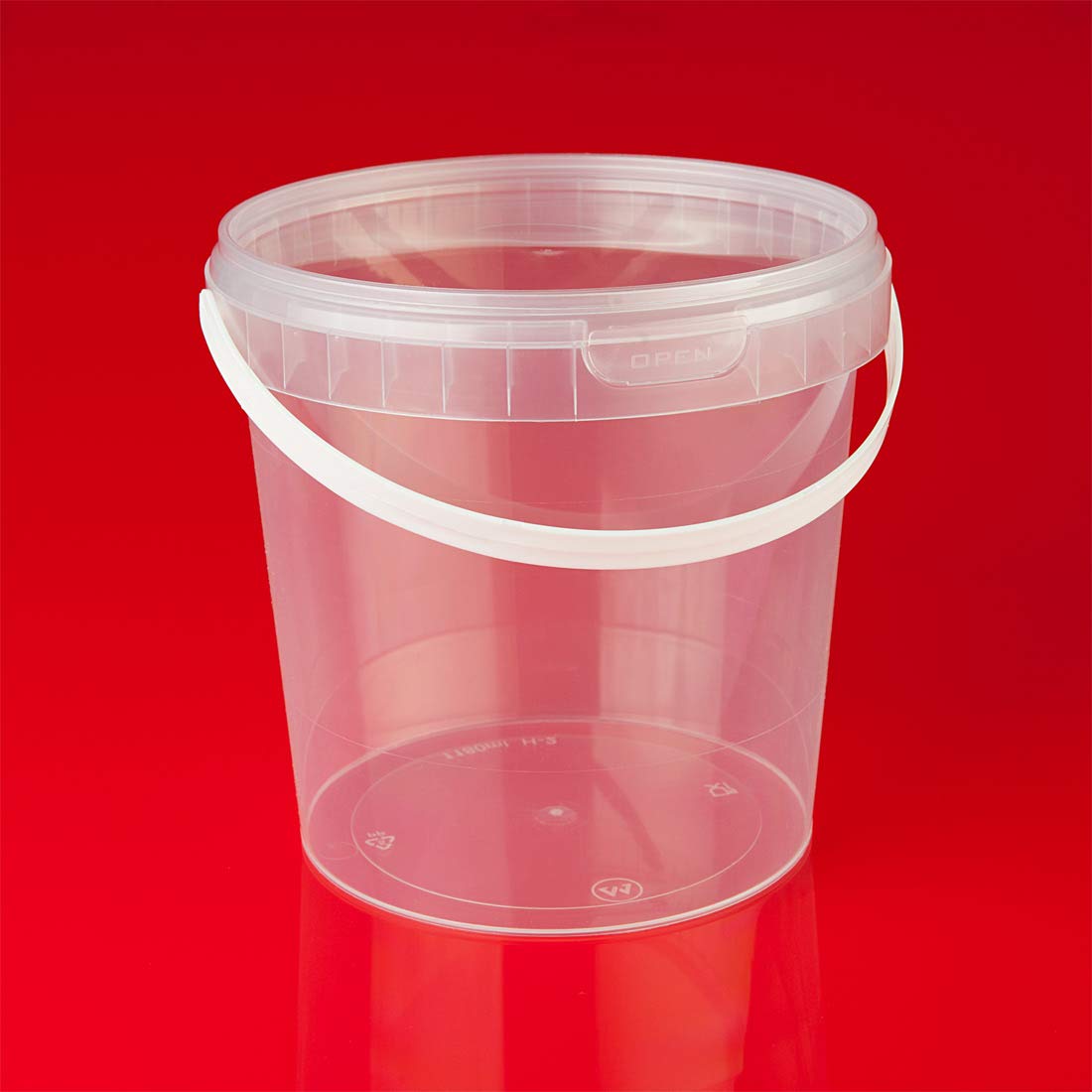 trendfinding 12 x 1 Litre Bucket with Lid Transparent Plastic Food Safe