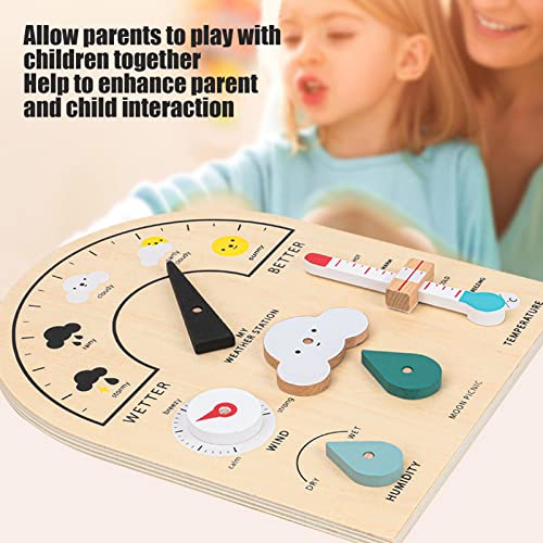Oreilet Weather Station Toy, Educational Wooden Weatherboard for Kids