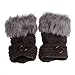 Beautyvan， Fashion Women Warm Winter Faux Rabbit Fur Mittens Wrist Fingerless Gloves (Deep Gray)