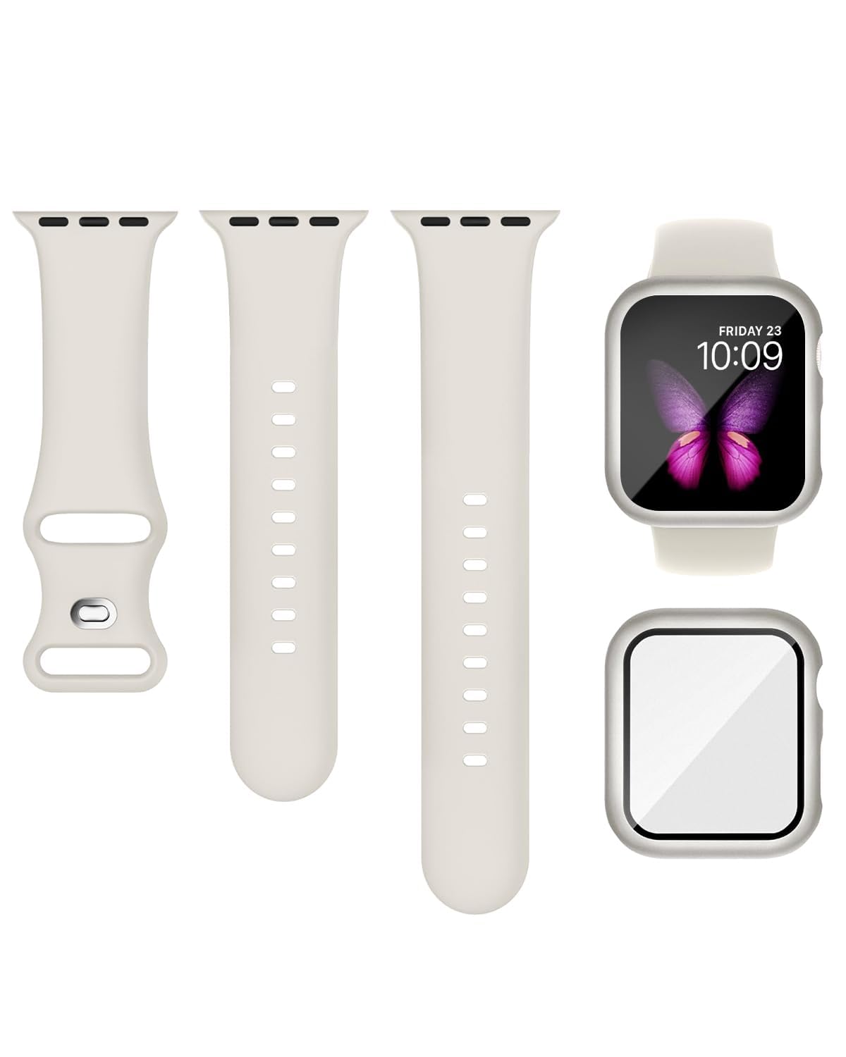 Sport Silicone Band and Case Compatible with Apple Watch Bands 38mm 40mm 41mm 42mm 44mm 45mm 46mm, Waterproof Apple Watch Strap & Screen Protector iWatch Series 11 10 9 8 SE 7 6 5 4 3 2 1 for Women Men