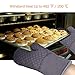 BESTonZON Oven Mitts and Pot Holders Set of 4, 500F Heat Resistant Oven Gloves with Silicone Soft Cotton Lining with Non-Slip Surface for BBQ Cooking Baking Grillin(Grey)