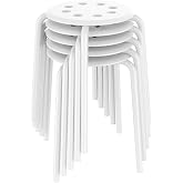 Yaheetech 17.3in Portable Stacking Stool, Set of 5, Black | Round plastic seat, backless design, stackable, versatile, easy clean, for living room or patio.