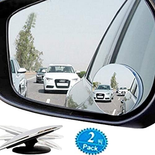 Forepin 2pcs Blind Spot Mirror, 360°Adjustable 2" Round HD Glass Convex Rear View Stick-On Mirror