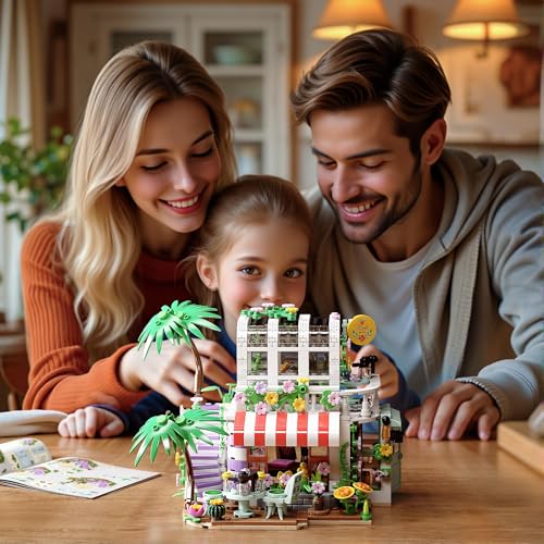 Uniiking® Flower House Building Set with Lights, 755 Pcs Garden House Building Toys,Build a Greenhouse Model, Birthday Gift for Adults Boys Girls 6+