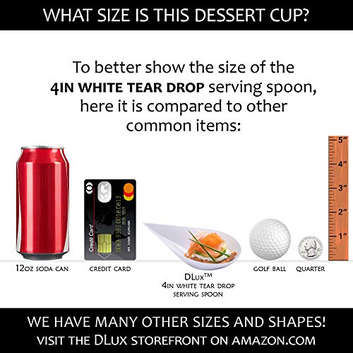 image for DLux 100 4-in Tear Drop Mini Appetizer Plates, White Plastic Spoons - 