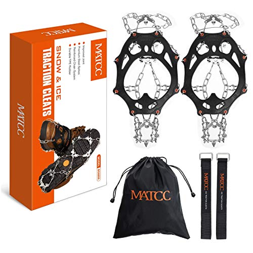 MATCC Snow Ice Cleats Traction Cleats Spikes Crampons with 19 AntiSlip